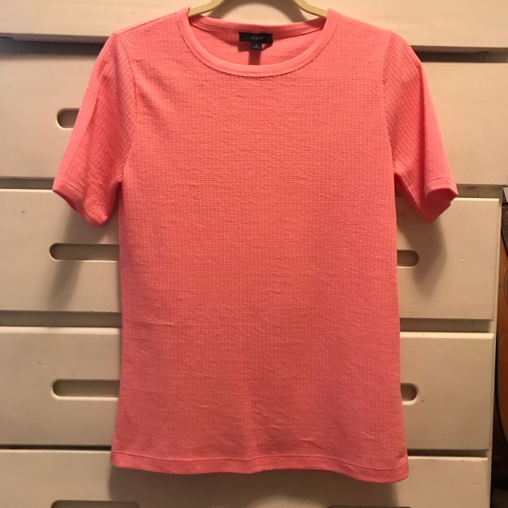 NWOT J. Crew pink waffle top - Picture 4 of 7